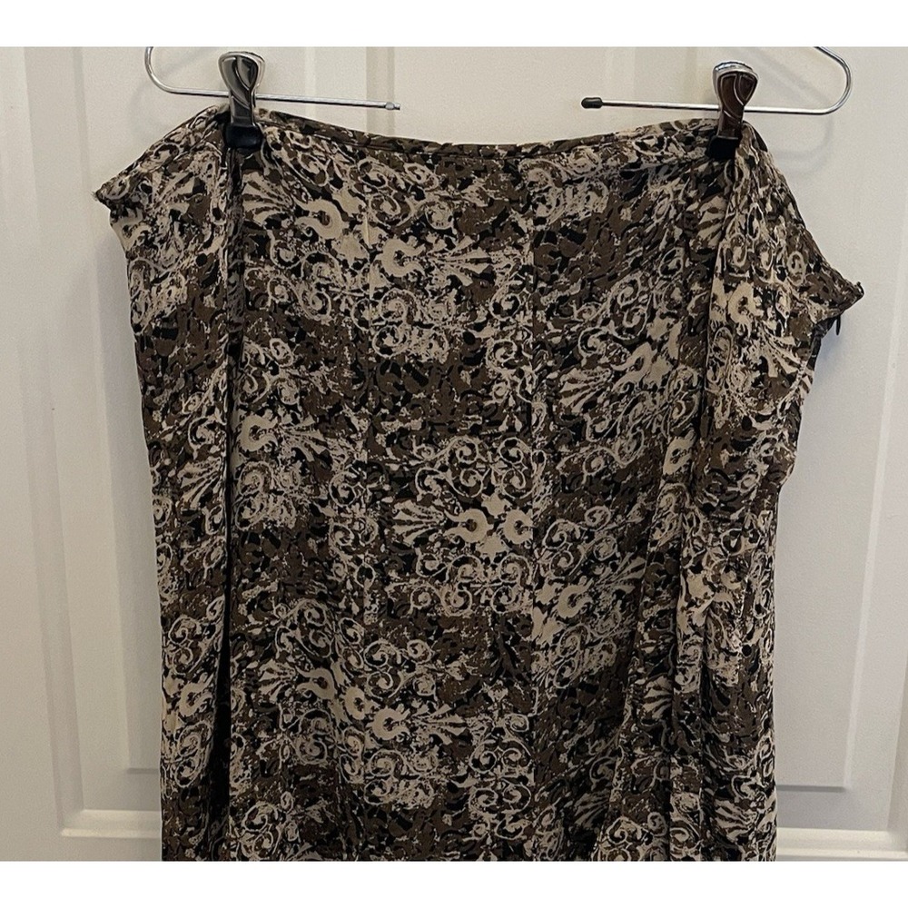Style & Co Brown Beige Paisley‎ Trumpet Skirt Womens 16 Y2K Chiffon Lined Flair